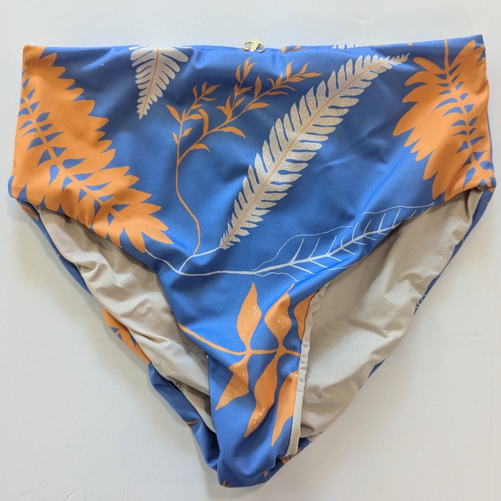 Bahia Maria Tropical Print High Waited Bikini Bottom Full Coverage Large L